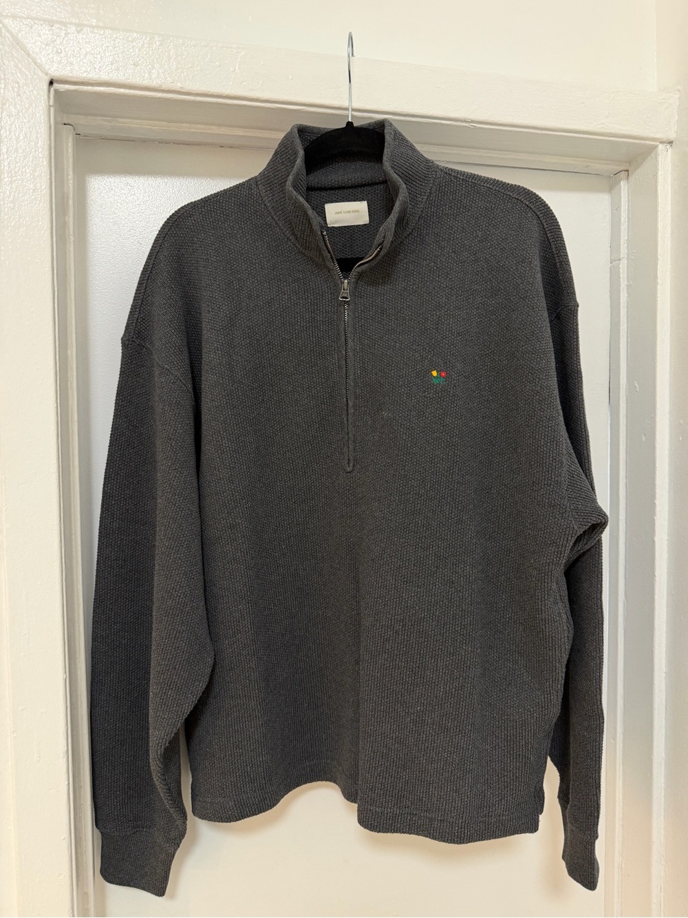 Aime Leon Dore Charcoal Pique Half-Zip Knit Pullover